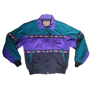 Vintage Rode Walker Jacket Men's Large Aztec Colorblock Full Zip